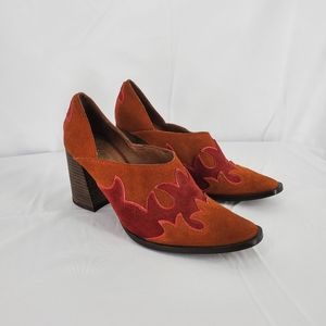 Free People Alamo Western Ankle Bootie Orange Red 39